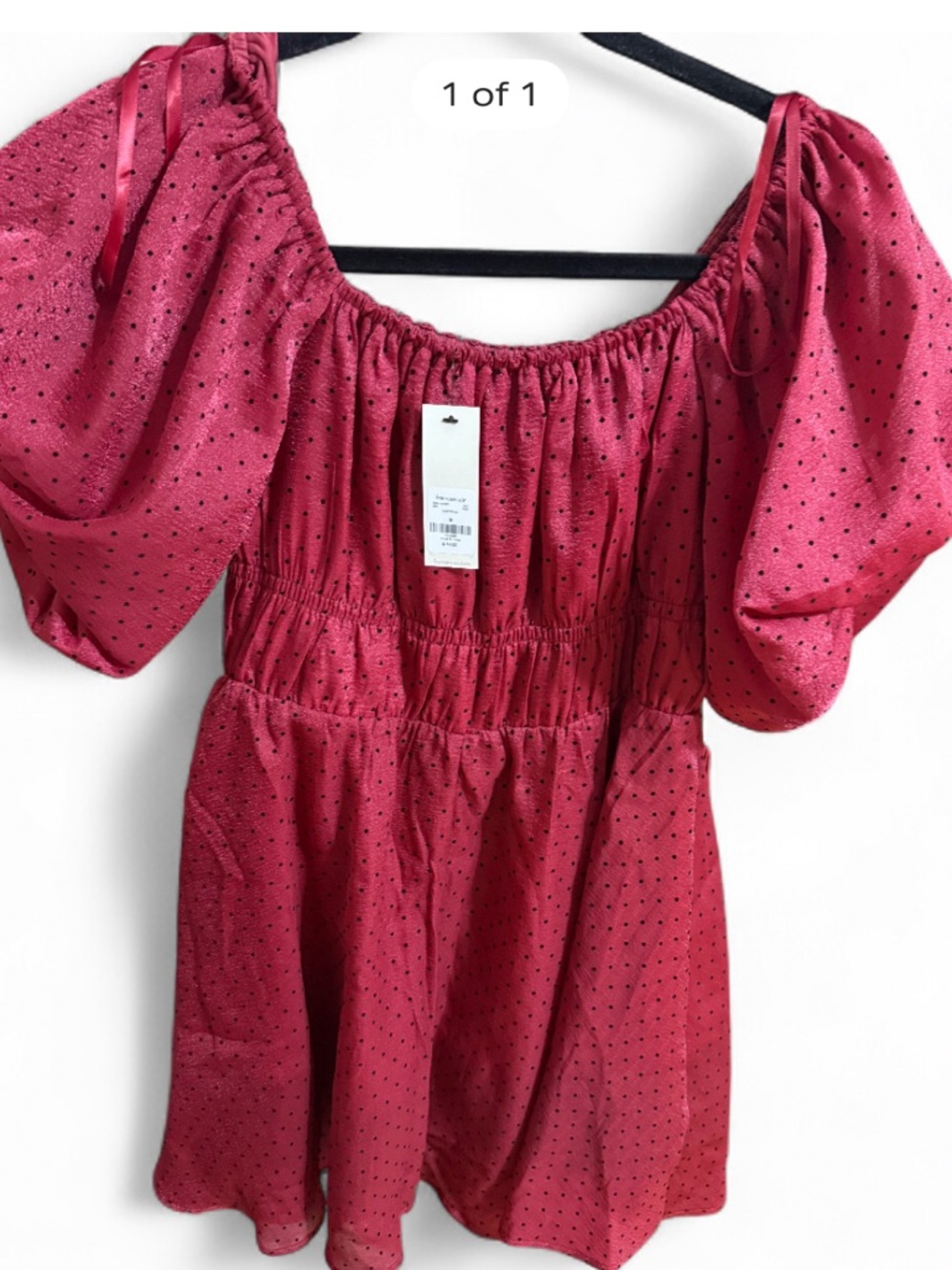 Francesca's Red Polka Dot Off-Shoulder Dress